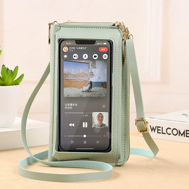 Borsa per cellulare con touch screen Borsa a mano da donna Portafoglio a tracolla Borsa a spalla Trasparente Portamonete