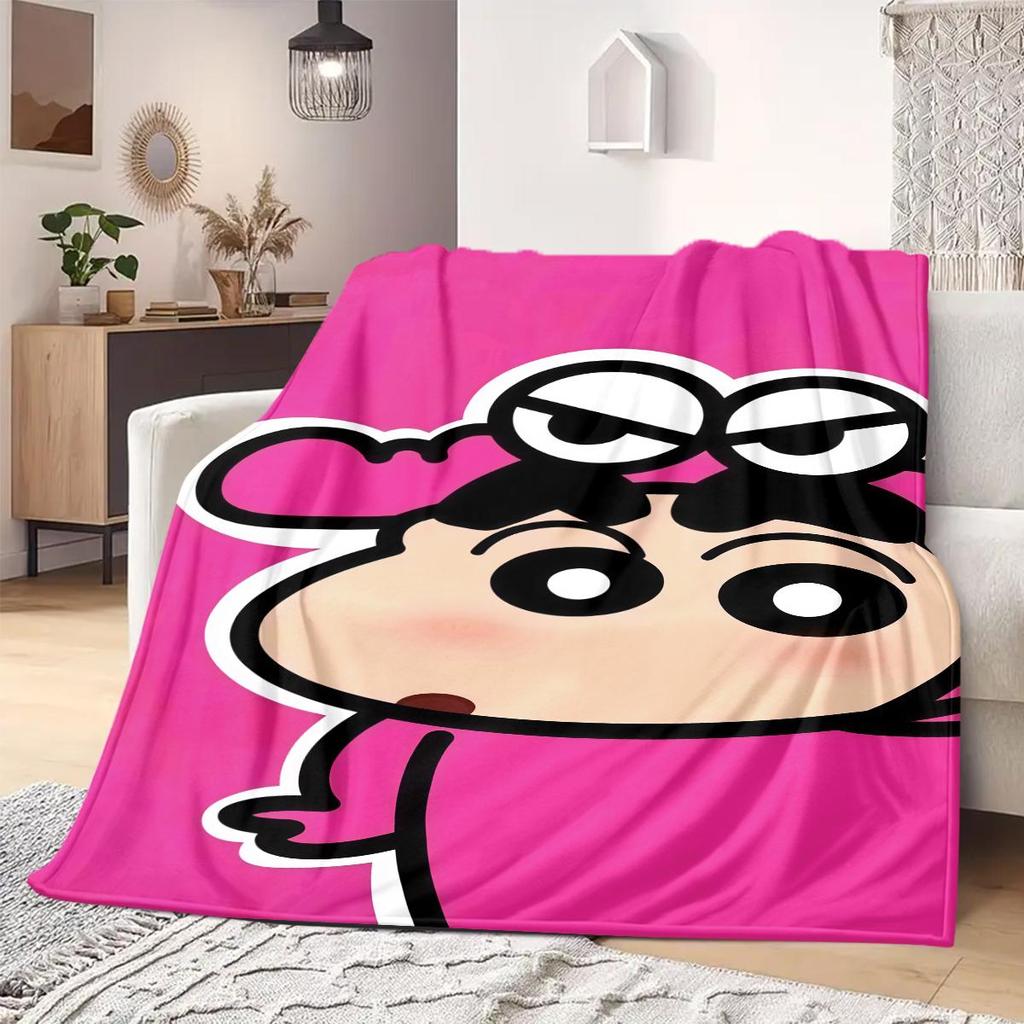 Shinchan Anime Print Blanket Warm Comfortable Flannel Blanket Suitable for Bedrooms, Sofas, Beds, Chairs, Picnics, Travel