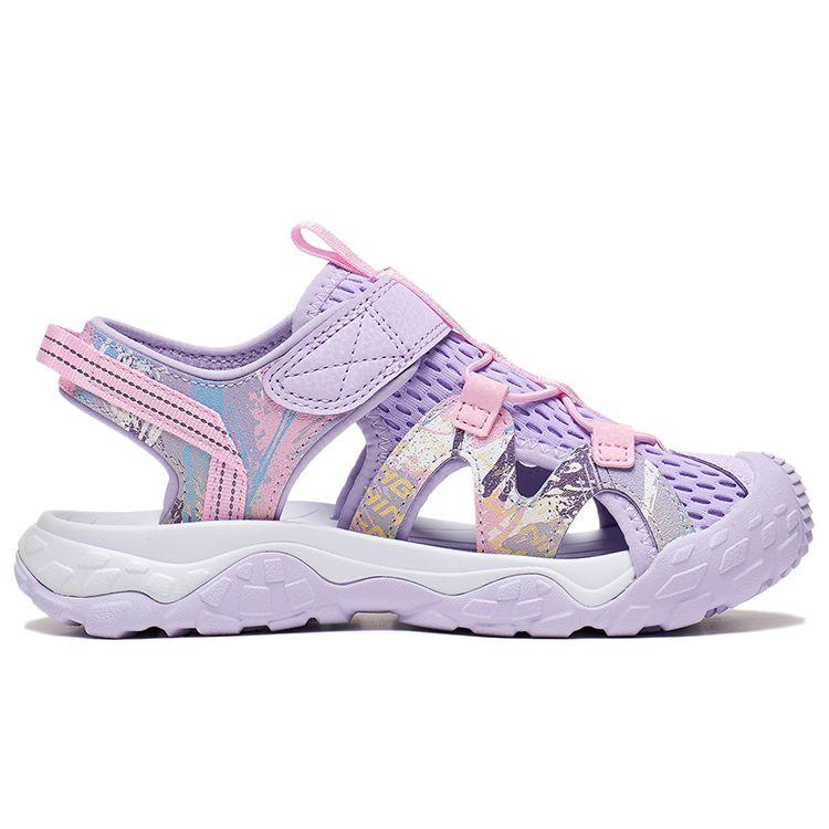 Li Ning Youth  Childrens Trekking 1.5 Sports Lifestyle Series Color Block Sandals Kids Sandals Purple YKUT016-2