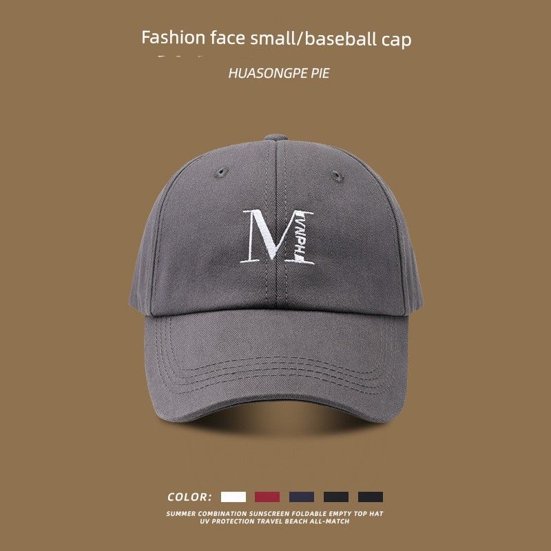 

Small Baseball Cap Female Spring and Summer Student Lovers Wild New Arrival Three-Dimensional Embroider Sports Sun Protection Peaked Cap Male C1955 big letter M oblique VNP baseball cap Gray
