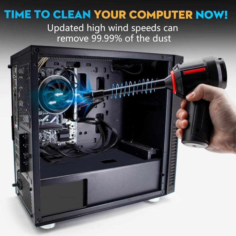 Air Duster & Mini Vacuum Keyboard Cleaner 3-in-1 Portable Electric Air Can Cordless Blower Computer Cleaning Kit
