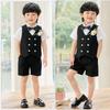 LOLANTA Boys' Formal Short Sleeve Summer Suit, 4-Piece Set, Includes Short Sleeve Dress Shirt, Shorts, Vest, and Bow Tie, Perfect for Weddings, Recita