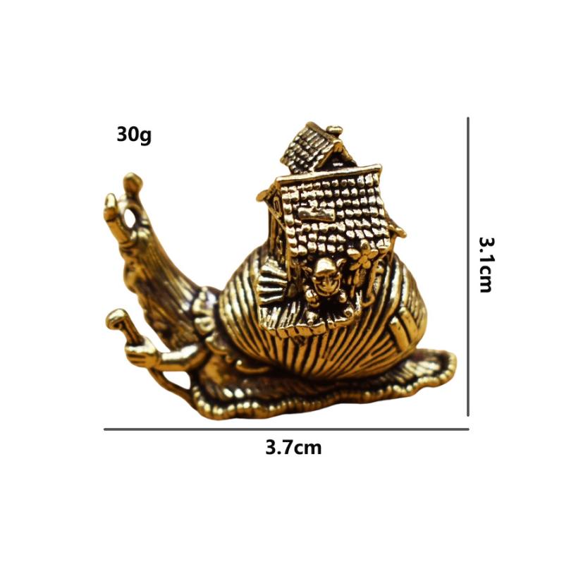 Хип-хоп преувеличение сплошной латунный домик для улиток маленькие украшения чайная церемония питомец медная имитация фигурки животных миниатюры игрушки