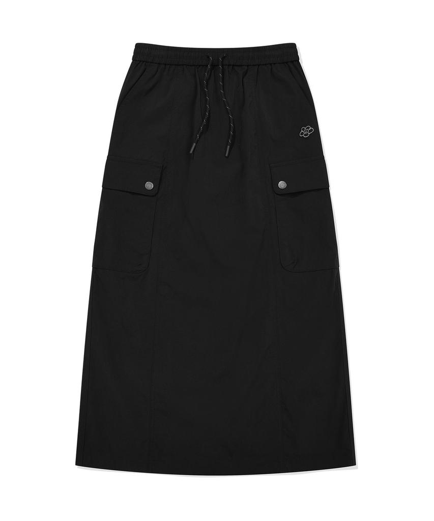 WACKY WILLY Women'S Nylon Cargo Long Skirt Black