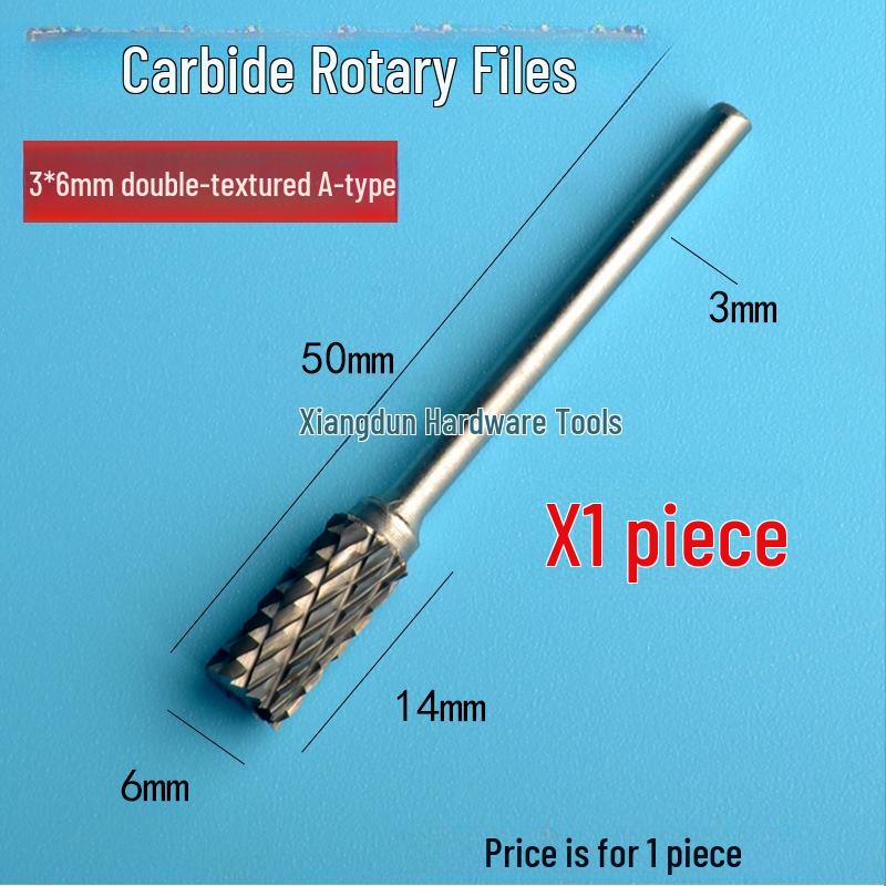 Tungsten Steel Carbide Rotary File Set - Double Grain Engraving and Milling Cutter for Woodworking, 3x6mm
