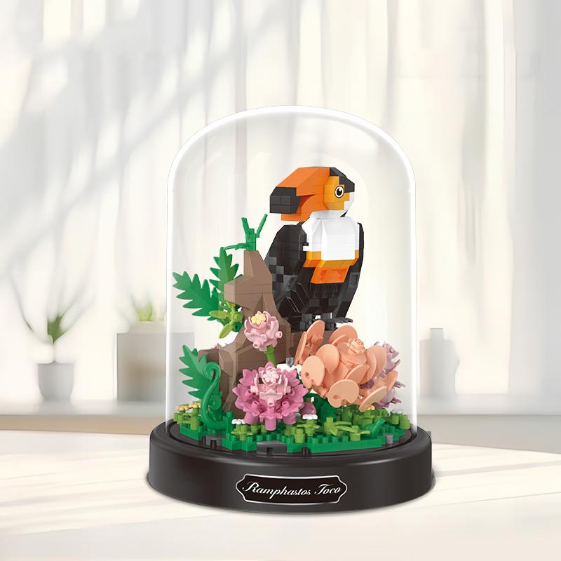 Non-Toxic Insect Flower Bonsai Building Block Bee Butterfly Potted Model Bricks Set With Dust Cover Desktop Deco Kids Diy Toy Hoilday Gift