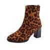 Mode Leopard Wildleder Schnee Stiefeletten Damen High Heels Schuhe Elegant Klobige Stiefel 2025 Trend Chelsea Boots Pumps New Goth Mujer Botas