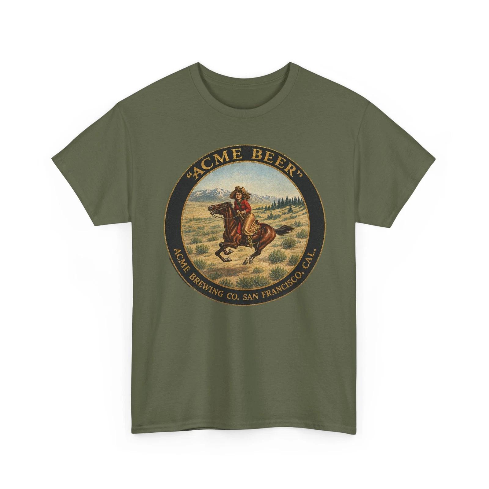 Acme Brewery Co. San Francisco CA Cowgirl Pre-Prohibition Beer Retro T-Sirt M