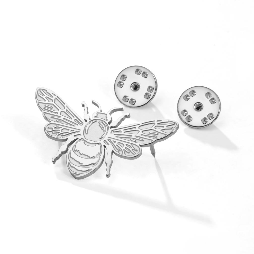 LIKGREAT Insect Honeybee Brooch Pin Vintage Bee Badge Stainless Steel Accessories Punk Jewelry Gift for Shirt Hat