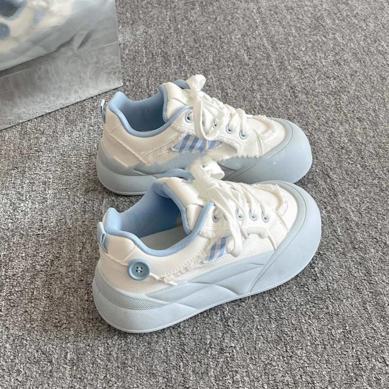 Campus style summer thick baseplate shoes women's new versatile little white shoes with skirts student niche bread shoes