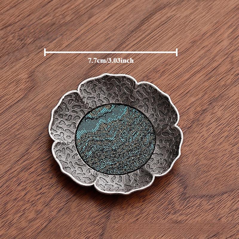 Chiński Antyczny Stop Srebra Podstawka pod Szklankę Mata Bambusowa Izolacja Cieplna Taca pod Filiżankę Chiński Zestaw do Herbaty Kung Fu Gongfu Akcesoria Naczynia do Herbaty