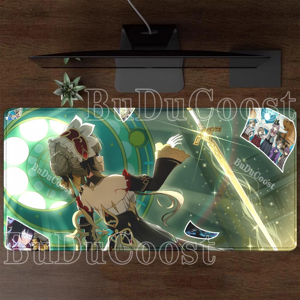 Gaming Sandrone Capitano Genshin Impact Mouse Pad Anime Kawaii Girl Non-slip Desk Mat Rubber Office Keyboard Overlock XXL Carpet