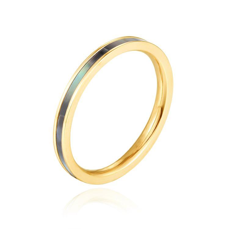 Titanium Steel Korean Simple and Colorful Fritillary Ring Electroplating Niche Smooth Shell Ring Female Ins Accessories
