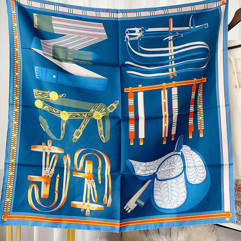 

2025 Элегантный квадратный шарф из твила: Роскошная женская шаль от солнца 90x90cm