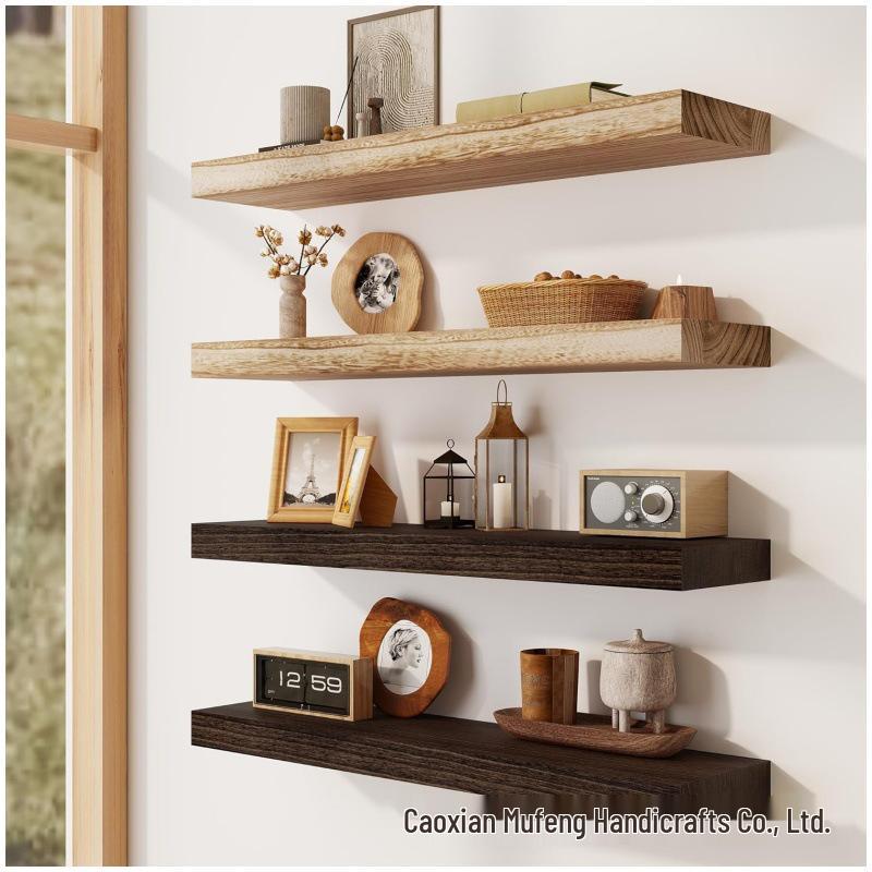 Solid Wood Wall-Mounted Shelf for Living Room