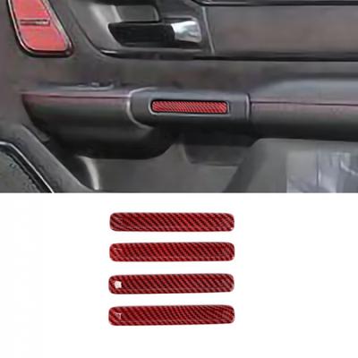 4x Red Carbon Fiber Inner Door Handle Decor Trim Strips For Ram 1500 TRX -23
