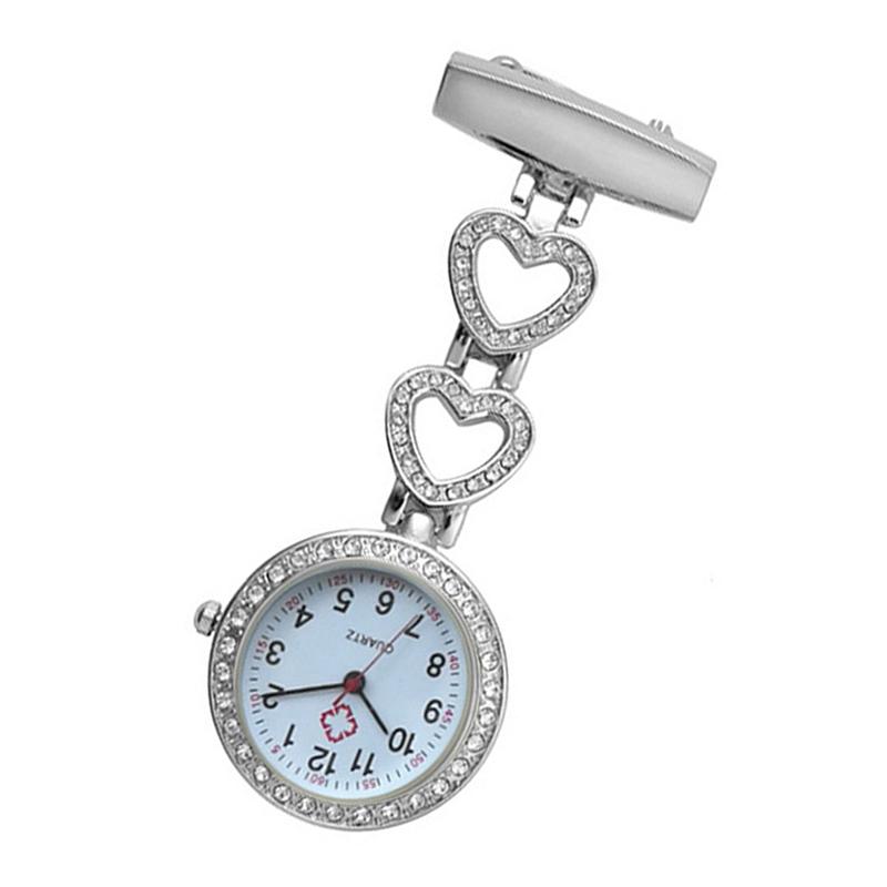 Fashion Women Pocket Watch Clip-on Heart/Five-pointed Star Pendant Hang Quartz Clock For Medical Doctor Nurse Watches