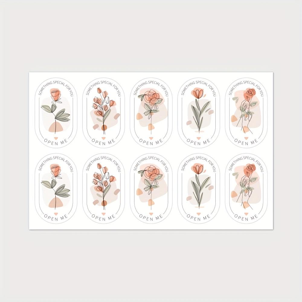 Minimalist Floral Adhesive Sealing Stickers for Gift Wrapping Decoration and Sealing Labels