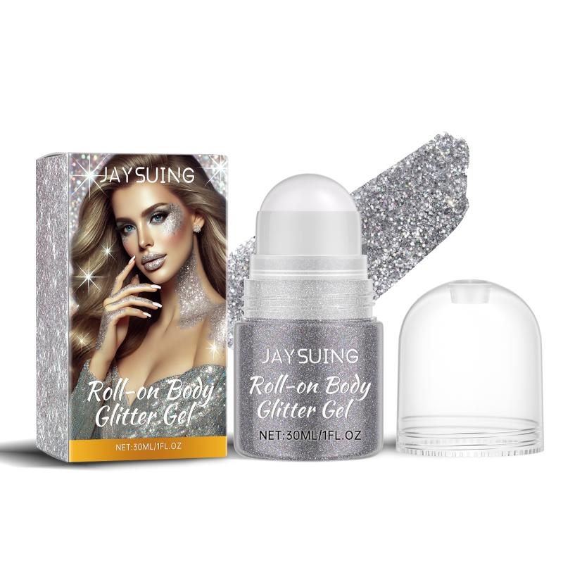 Natural 3D Glitter Roller Stick Highlighter for Face Body Shiny Makeup for Festivals and Daily Use