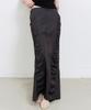 Nigaennikol Shirring Panel Long Skirt_Charcoal