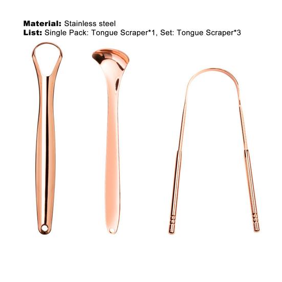 Tongue Brush Excellent Fit Ergonomics Handle 3 Types Stainless Steel Tongue Scraper Metal Cleaner for Home Use