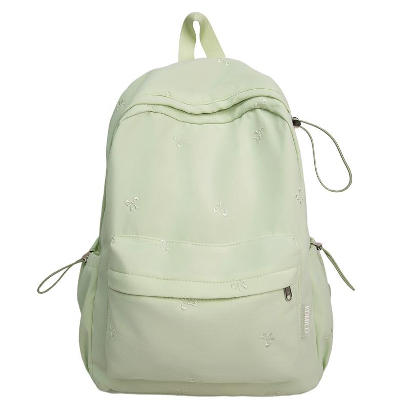 Black Bow Print School Backpack with Front Pocket Top Handle Casual Daypack for Students Daily Use