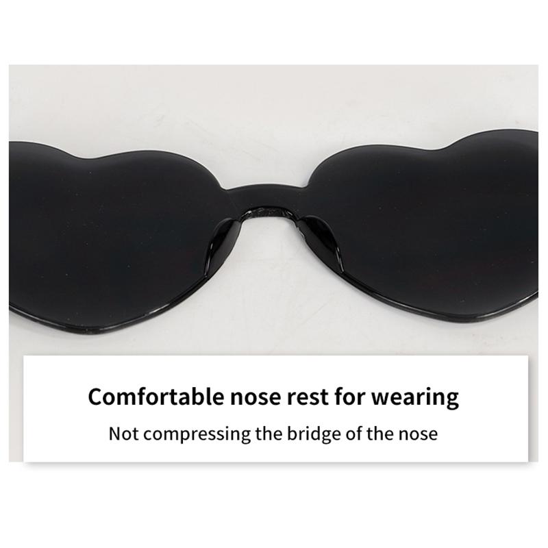 2024 Damen Farben PC Herzform Getönte Party Sonnenbrille Mädchen Vintage UV400 Farben Randlose Polarisierte Sonnenbrille