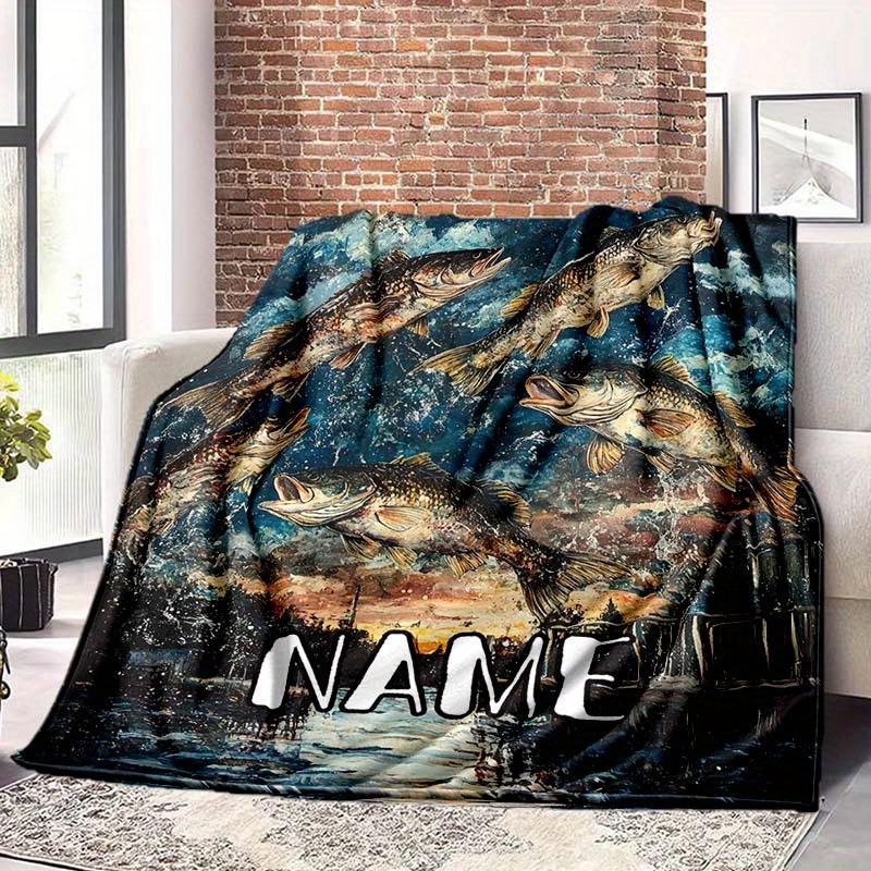 Fish Jumping Out Of Water Customize Your Name Blanket Warm Comfortable And Soft Blankets Are Suitable For Home Chairs Office Sofas Sofas Office