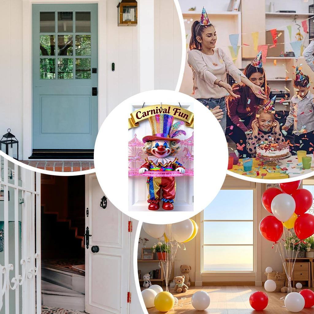 Carnival Door Banner 35.4x70.8 Inches Cartoon Holiday Backdrop Front Door Banner For Storefront Entrance Party Apartment School