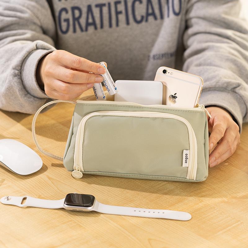 Large Korean-Style Canvas Pencil Case: Cute, Multifunctional, and Fresh Design for Students