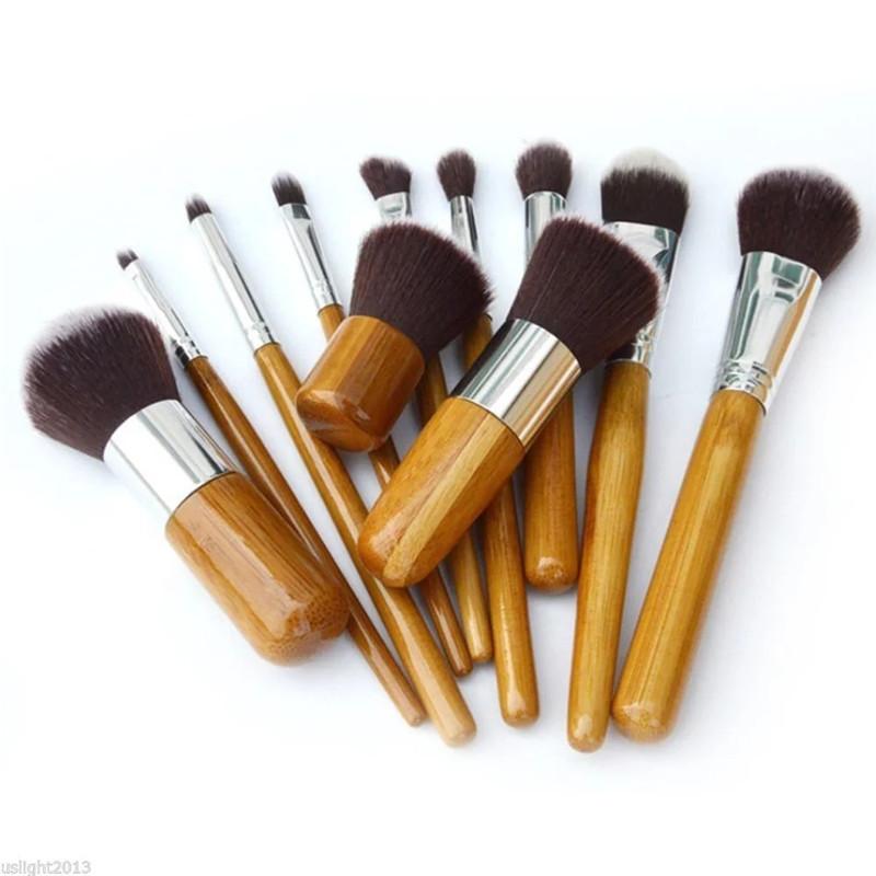 Make-up-Pinsel mit Bambusgriff, Bambusstange, Make-up-Pinsel, Anzug, Bambusstange, mit Sack, Top-Qualität