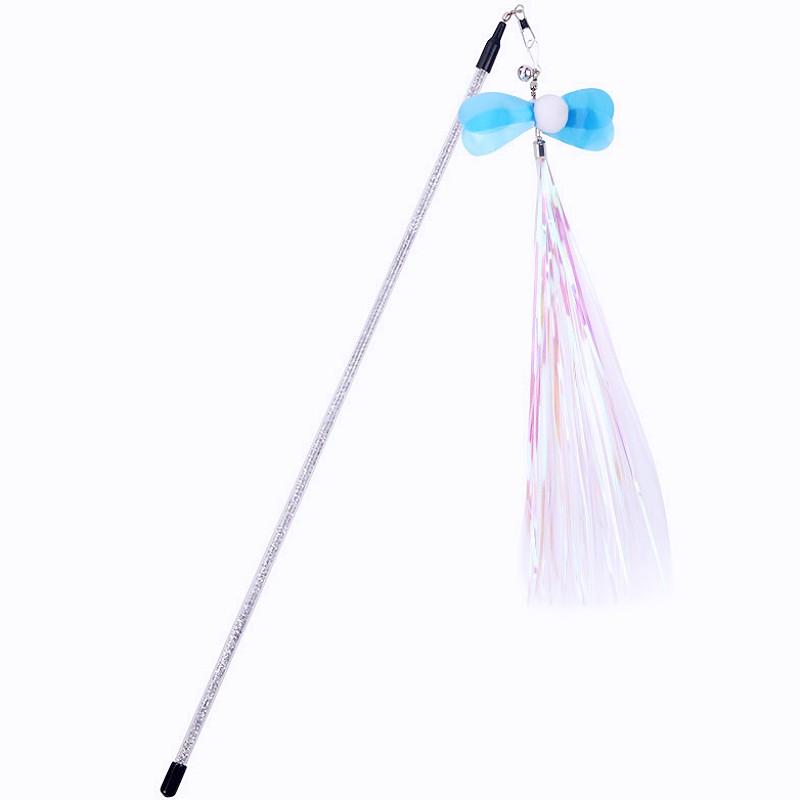 Cat Toy Feather Stick Cats Toy with Bell Butterfly Teaser Cat Toys Interactive Replaceable Feather Sticks Cats Toys Pet Products