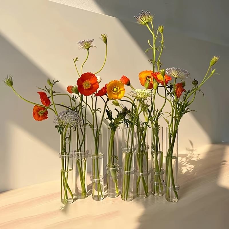 6/8 Stück Transparente Glasvase, Runde Form, Hochwertige Glasdekoration, Blumenarrangement, Hydroponischer Pflanztopf, Kombinationsvasendekoration
