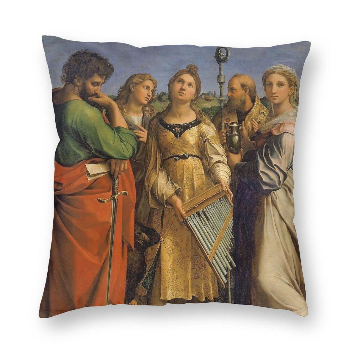 

Raffaello Sanzio Da Urbino St Cecilie Square Pillowcase Polyester Linen Velvet Creative Zip Decor Home Cushion Cover 30cmx30cm