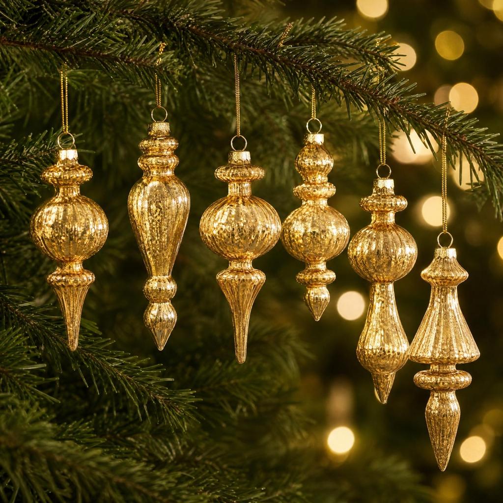 6 Pieces Glass Ornaments Light-Catching for Garland Decor, Mantel Displays