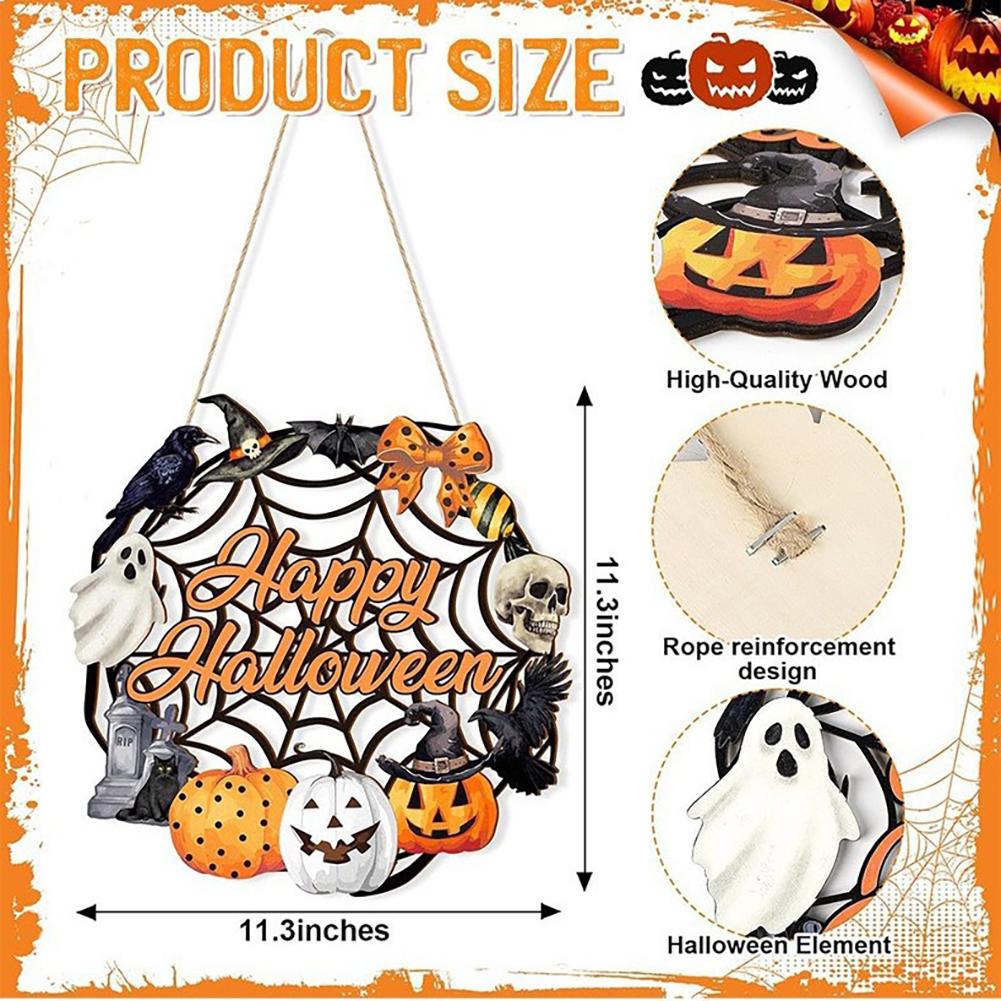 Halloween Door Hanger Ghost Pumpkin Black Cat Cute Festive Porch Door Decor Scene Setting