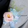 Set Of 5 Rose Boutonniere Silk Florals Lapel Pin Elegant Groomsmen Wedding Corsages Handmade Party and Prom Accessories