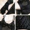 Sexy Mesh Mini Bodycon Dress for Women Sparkly Glitter Sequins Sheer See Through Cami Dress with Thong And Long Gloves