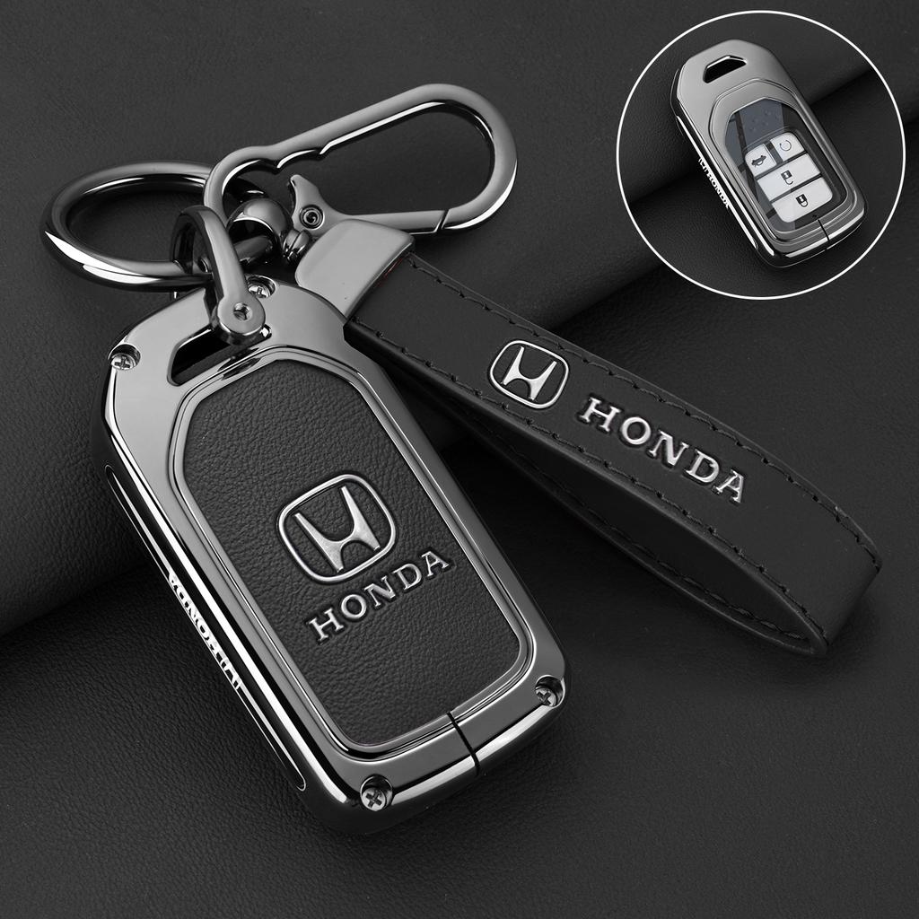 Alloy Leather Car Key Case Fob Cover Shell for Honda 2017 2018 19CRV Pilot Accord Civic Jazz Jade Fit HR-V Freed Accessories