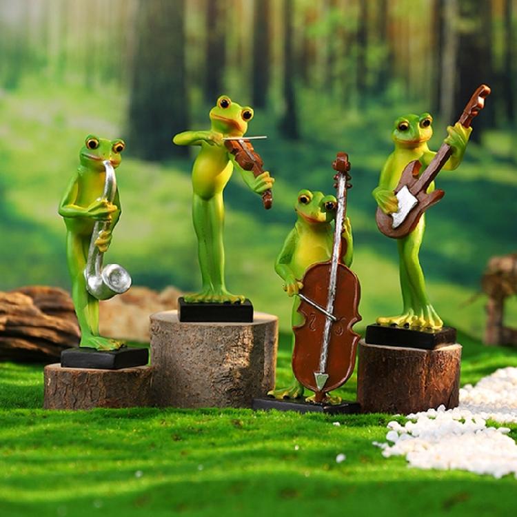 Creative Resins Musician Frogs Statue Figurine for Indoor or Outdoor Decoration Home Office Desktop Shelves Ornament