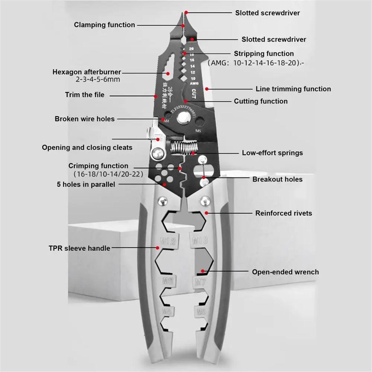 HOT Electrical Wire Strippers Multifunctional Winding Wires Cable Crimper Wire Clippers Professional Wire Crimping Tool NONE