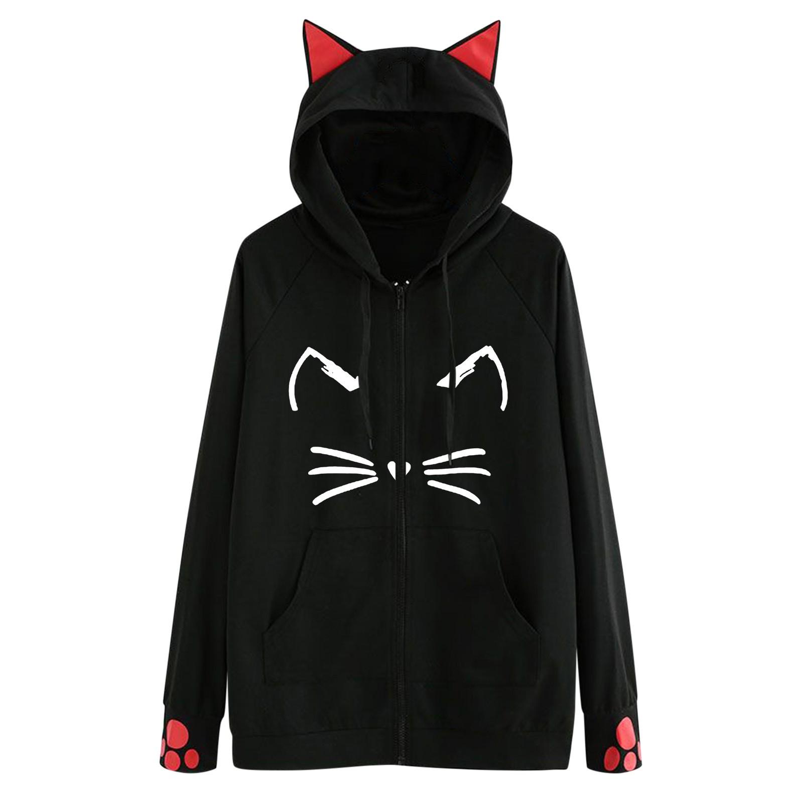 

Women s Casual Print Stitching Gradient Hooded Long-Sleeved Sweatshirt Jacket