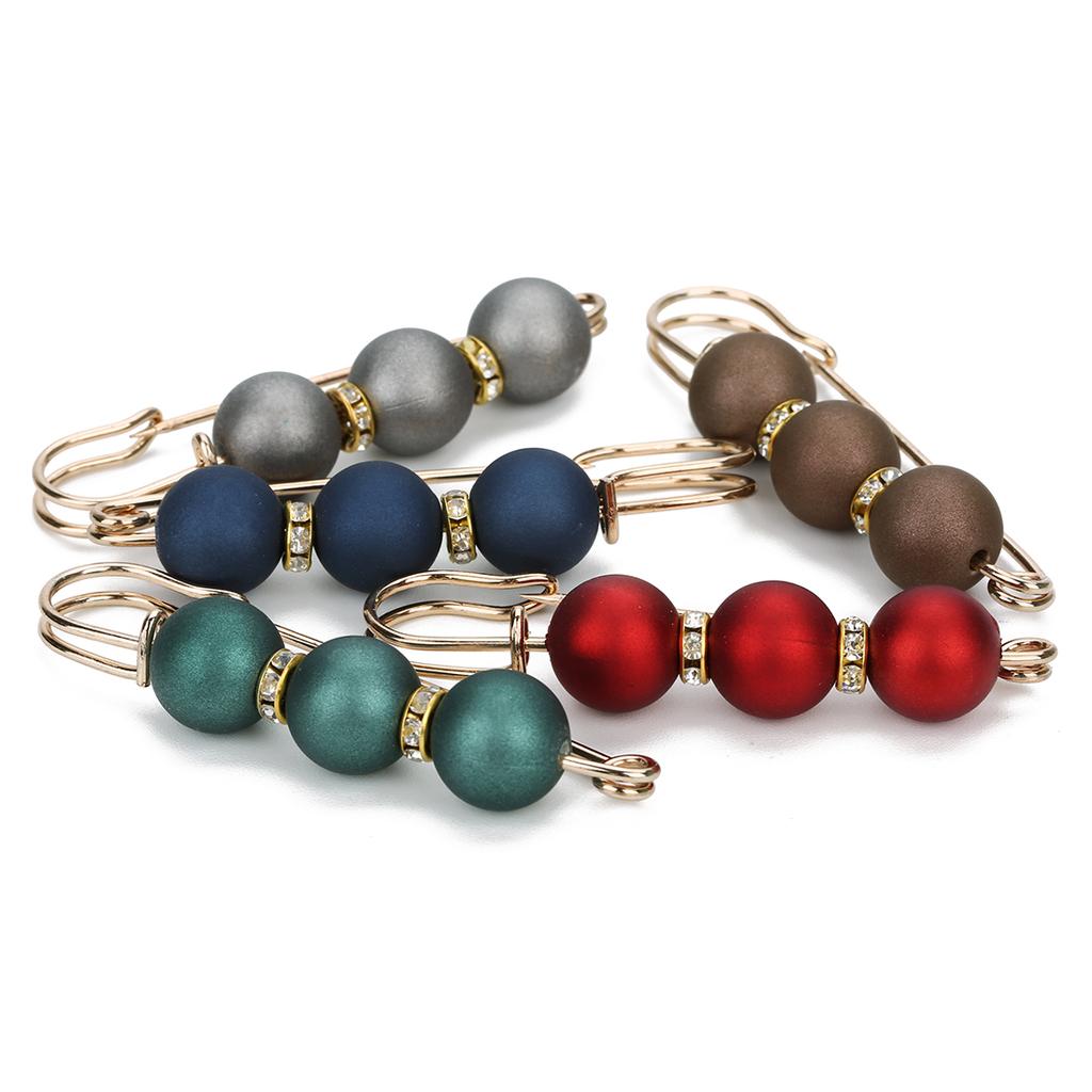 5pcs/Lot Color Imitation Pearl Brooches Rhinestone Pants Fixed Pins for Garment Decoration Waist Clips Brooch Supplies