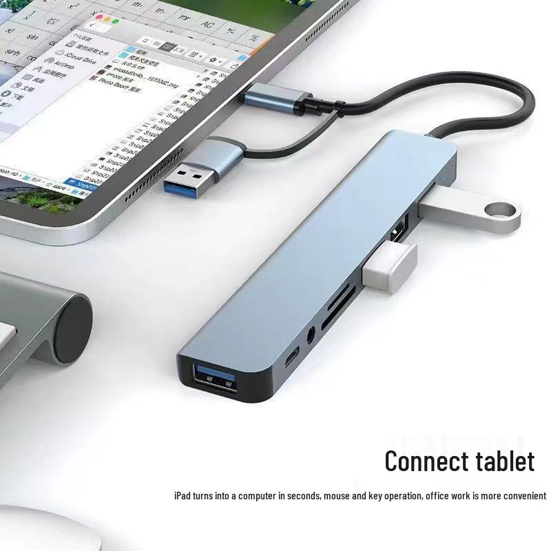 USB 3.0 Acht-in-Eins Typ-C Hub: Erweiterungsdock mit SD/TF-Kartenleser und Audio.