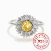 CAOSHI Aesthetic Daisy Flower Design Ring for Women 925 Sterling Silver Elegant Luxury Jewelry High-end Eternity Wedding Jewelry