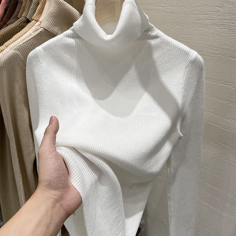 Women's Turtleneck Sweater Autumn Winter Long Sleeve Slim Fit Knitted Base Layer Fashionable Warm Top