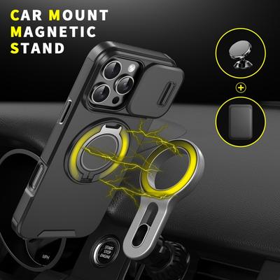 Voor iPhone 16 15 14 13 12 11 Pro Max Plus Magnetische Vingerringhouder Militaire Beschermhoes