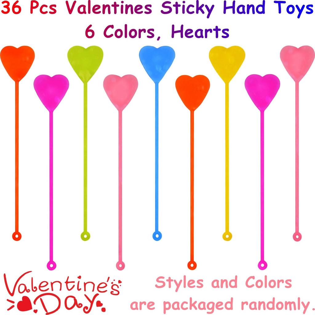 36 Pack  Sticky Hands Toys  Hearts Sticky Stretchy Toys