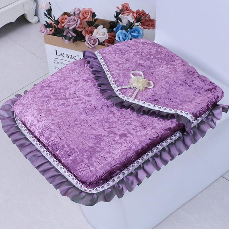 Toilet seat Internet celebrity gold diamond fleece three-piece set dust storage cover toilet seat seat