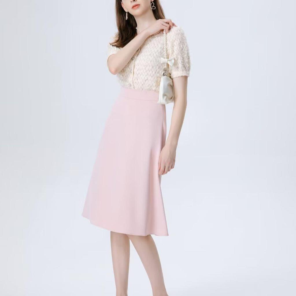 2024 Summer High Waist A-Line Midi Skirt: Ladylike, Slimming & Chic